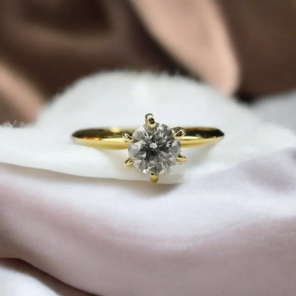 14k Gold Diamond Ring Sz 6.25 1/3ct Round Cut Solitaire Wedding Ring 1.4g